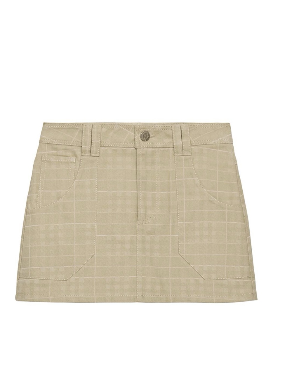 Zara Beige Plaid Denim Utility Mini Skirt Size XS